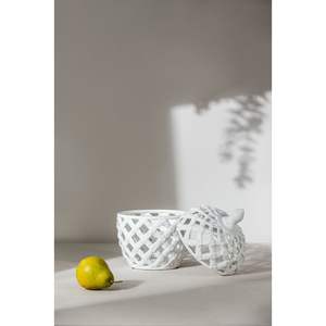 Pot à couvercle Db Bird D8.5x11.5 en céramique, objet décoratif géométrique pour la table de la maison, design contemporain - Product Image 6