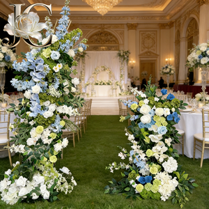 Arreglos Florales Tropicales de Rosas de Seda Realistas en Verde y Blanco, con Arcos, para Decoración de Bodas, Estilo Romántico Natural - Product Image 1