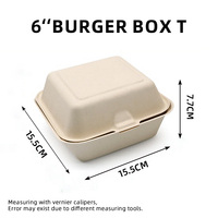 Récipient biodégradable personnalisé pour fast-food 6 pouces déjeuner à emporter boîte à hamburger faite canne à sucre bagasse papier kraft aliments pour animaux de compagnie pour bébés