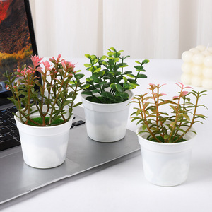 Juego de Plantas Artificiales en Maceta con Patrones de Eucalipto y Bambú de 12 Pulgadas para Decoración de Escritorio de Oficina - Product Image 1