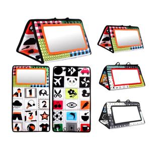 Vente chaude Tummy Time Floor Toys Jouet d'activité pour bébé <span class=keywords><strong>miroir</strong></span> noir et blanc à contraste élevé avec livres en tissu froissé - Product Image 1