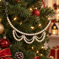 Chaîne suspendue personnalisée en fausses perles de plastique pour décorations de Noël chinoises, idéale pour la maison, les fêtes et les fenêtres - En stock, vente en gros