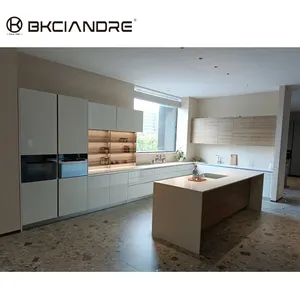 BK CIANDRE Luxury High Gloss White Kitchen Cabinets Modular Particle Board Wooden Cabinet