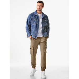 FOXA Mens Cargo Pants Lightweight Elastic Waist Drawstring Tapered Fit With Pockets Casual Wear - Product Image 3