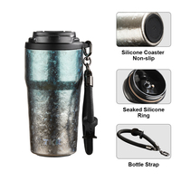 Thermos en acier inoxydable titane 630 ml, tasse à café avec cordon, sans BPA, écologique, antidérapant, bouteille d'eau thermique 6-12 heures