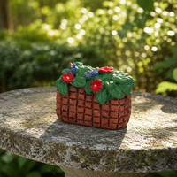 Ornement de panier de fleurs miniature en résine fait main transfrontalier, pour paysage miniature, décoration de jardin secret et aménagement d'aquarium