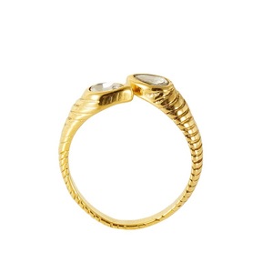European American Retro Teardrop Zircon <b>Ring</b> <b>Titanium</b> Steel Threaded 18K Stainless Steel Adjustable Women's <b>Ring</b> - Product Image 5