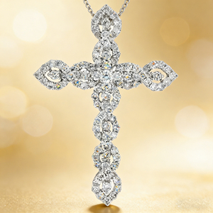CUSTOM SILVER 10K/14K/18K GOLD PLATED LAB GROWN CVD DIAMOND CLASSIC ENGAGEMENT GIFT SWEATER <b>CHAIN</b> NECKLACE <b>CROSS</b> PENDANT - Product Image 3