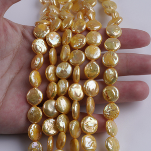 เม็ดไข่มุกน้ำจืดสีทองขนาด10-11มม. ลูกปัดหลวมสำหรับทำเครื่องประดับแบบทำมือ - Product Image 3