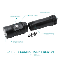 Lampe de plongée LED Boruit IPX8 étanche, super lumineuse, LED sous-marine 80M, lampes de plongée professionnelles