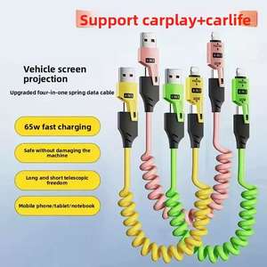 Câble de charge super rapide USB Type C 4 en 1 65W PD27W 3A Charge rapide 1,5m Cuivre pur <span class=keywords><strong>USB3</strong></span>. Coque de protection en PVC pour ordinateur Huawei, modèle Car 1 - Product Image 6