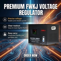 Régulateur de tension monophasé entièrement automatique noir 3KVA SVC TND industriel en cuivre avec écran LCD