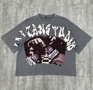 รับผลิตเสื้อยืดสตรีทแวร์ดีไซน์ OEM ผ้าคอตตอนหนา พิมพ์ลายดิจิทัล ทรงดรอปไหล่ ผลิตเสื้อยืดคุณภาพสูงแบบโอเวอร์ไซส์ตามสั่ง - Product Image 1