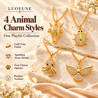 Collier pendentif animalier doré LUOYUNE – Chèvre, Coccinelle, Pieuvre, Ange – Bijoux étincelants tendance pour femme, idéal pour le quotidien