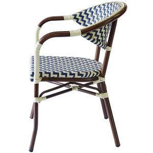 आधुनिक आउटडोर पैटियो कैफे विचर एल्यूमीनियम डाइनिंग फर्नीचर ब्लू गार्डन रेस्तरां रतन बिस्ट्रो कुर्सियां - Product Image 3