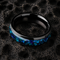 Bague Éternité Unique JLM en Acier Inoxydable Bleu Opale à Motif Floral pour Femme et Unisexe – Bijou Tendance pour Mariage, Fiançailles et Fêtes