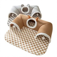Lit et tunnel pour chat en peluche, pliable, universel toutes saisons, maisonnette de jeu pour animaux de compagnie