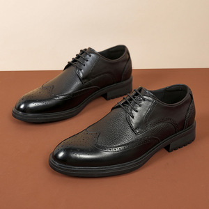 Zapatos Casuales de Cuero para Hombre, Estilo Ejecutivo, Cuero de Primera Calidad, Suela Gruesa, Estilo Británico, Sin Cordones - Product Image 3