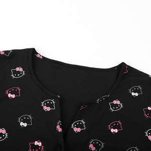 2 pz abbigliamento da <span class=keywords><strong>notte</strong></span> da donna con stampa a fumetti Hallokitty comoda <span class=keywords><strong>camicia</strong></span> da <span class=keywords><strong>notte</strong></span> estiva in <span class=keywords><strong>seta</strong></span> <span class=keywords><strong>di</strong></span> ghiaccio con chiusura in vita elastica - Product Image 4