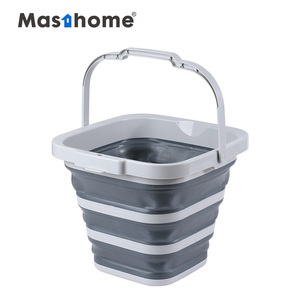 Secchio Pieghevole Portatile Grigio Quadrato in PP per Halloween, Mini Secchio per Bucato e Acqua, Pieghevole per Esterni - Product Image 1