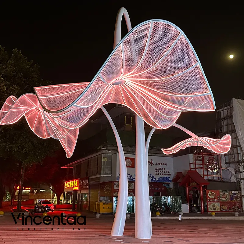 Vincentaa جديد تصميم المعادن الفن الحديث النحت ساحة مدينة مجردة Led الفولاذ تمثال من الفولاذ