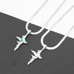 Eternal Punk Diamant Haute Croix Collier Classique Rétro Mode Pendentif De Luxe En Acier Inoxydable avec Niche Lame Chaîne pour <span class=keywords><strong>Les</strong></span> Amoureux - Product Image 3