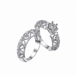 De cristal de plata hueco anillos exquisita joyería de moda las mujeres de dedo
