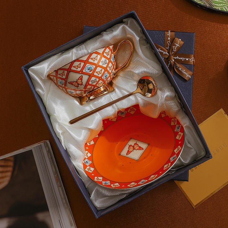 Orange single cup dish spoon gift box