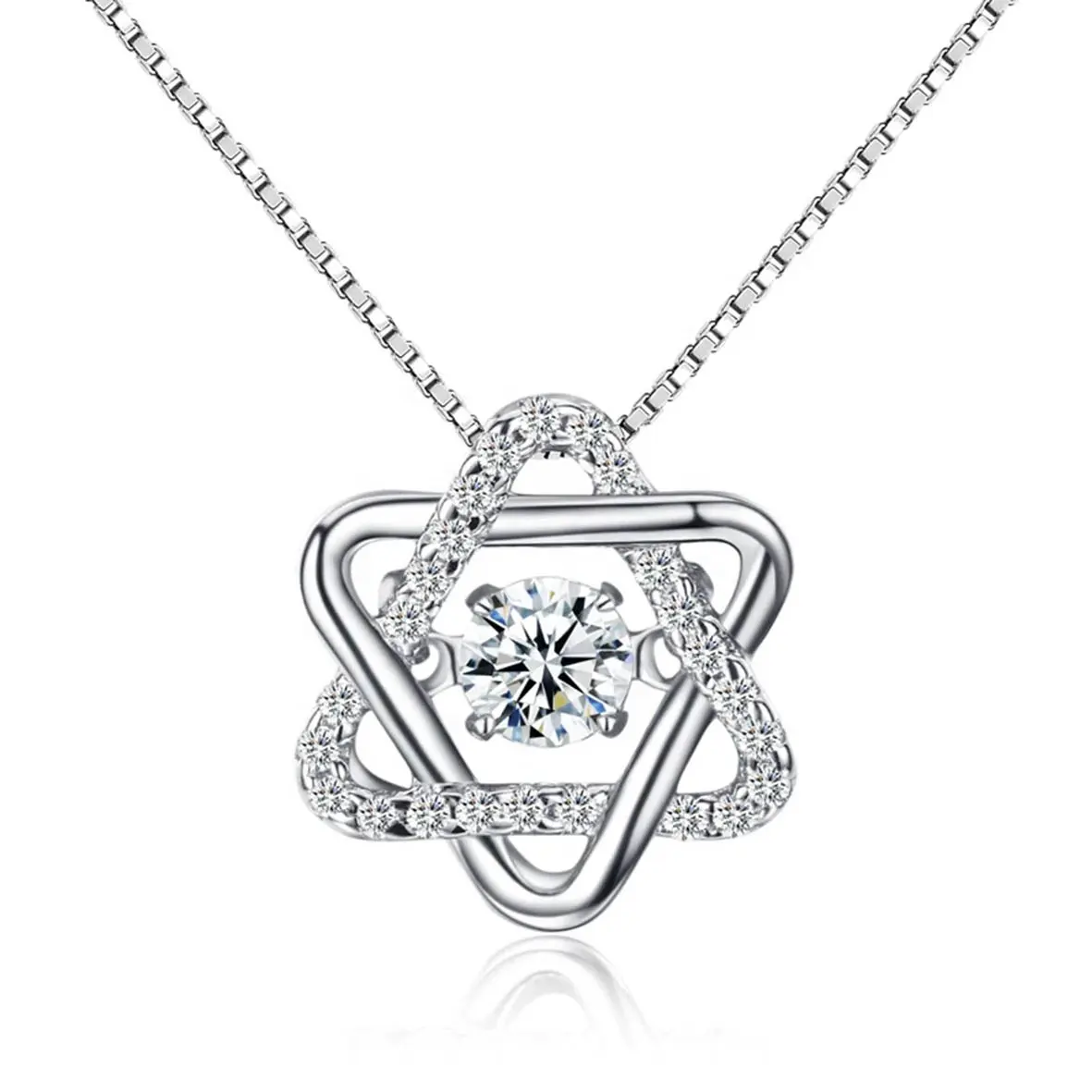 925 de plata esterlina bailando zircon diamond boutique joyería de Estrella de David hexagrama colgante