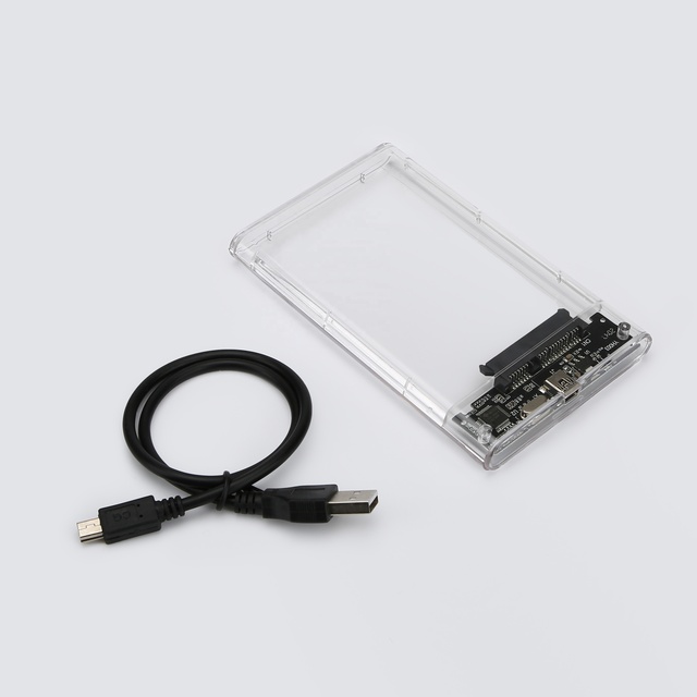 2.5inch USB2.0 Mobile HDD Case,External Mobile Hard Disk Case Box,Transparent Fit for 2TB HDD SSD