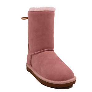 <span class=keywords><strong>Botas</strong></span> de Nieve para Niños al por Mayor ODM/OEM, Color Oro Rosa con Lazo Morado y Decoración de Perlas, Forro de Piel Sintética Cálida, Suela Antideslizante - Product Image 3