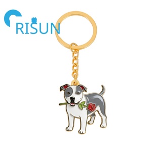 พวงกุญแจโลหะแบบกำหนดเองขายส่ง สำหรับคนรักสุนัขพันธุ์อเมริกันพิทบูลเทอร์เรียร์ ของขวัญพวงกุญแจเคลือบสี - Product Image 2