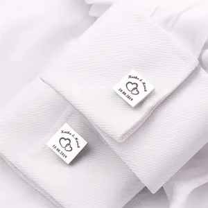 Abotoaduras de aço inoxidável personalizadas para homens Custom Shirt Cuff Button para casamento presentes e eventos formais