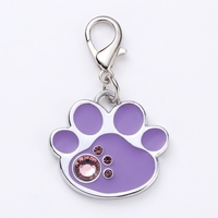Pendentif d'identification pour animaux de compagnie en alliage de zinc, motif os de chien et patte, avec émail et strass, porte-clés pour collier et sac