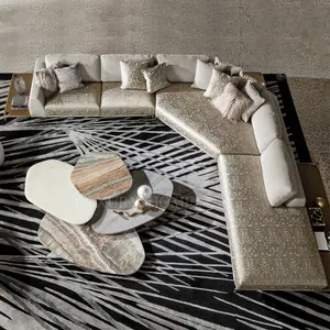Итальянский роскошный комплект диванов из изогнутой кожи на заказ бархатная мебель для дома деревянная гостиная 6 мест диваны для виллы гостиная