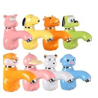 Robinet en céramique coloré pour enfants dessin animé grenouille chiot mignon évier bassin inter-plate-forme robinet d'eau chaude et froide