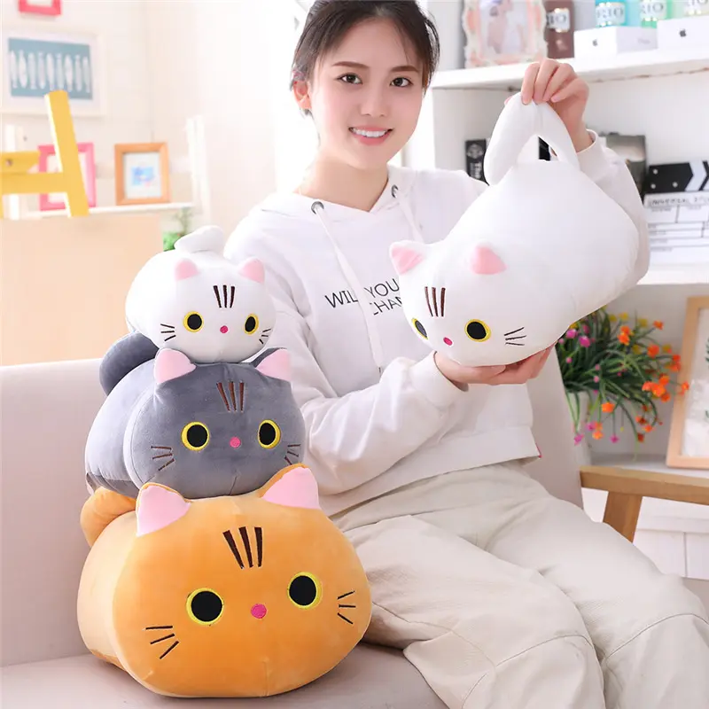 Wholesale IN STOCK Cartoon Animal Cat Plush Pillow Doll Kawaii Cute Soft Cat Stuffed plush Toy