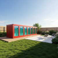 Maison préfabriquée industrielle moderne en acier de 40 pieds avec grandes fenêtres en verre, système de filtration de piscine populaire pour conteneur de 20 pieds, durable
