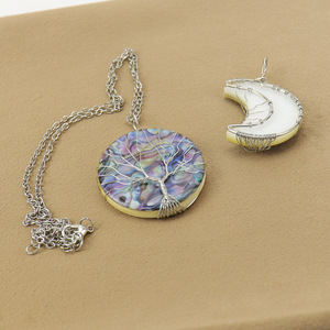 Suxuan-Colgante de árbol de la vida con forma de media luna, collar de cuarzo con diseño de concha de abulón de mar Natural, alambre envuelto - Product Image 4