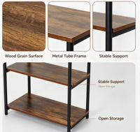 Table d'appoint à 3 niveaux, étagère de rangement, table de chevet, table d'appoint rustique simple pour salon, chambre à coucher, balcon