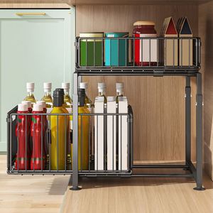 <b>Kitchen</b> Sink Storage Rack, Seasoning Rack, Storage <b>Basket</b>, Adjustable Cabinet, <b>Pull</b>-<b>out</b> Layered Rack - Product Image 3