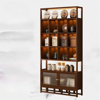 Vitrine à thé en bois moderne avec design à panneaux pour supermarchés et hôtels, cloison de rangement personnalisable