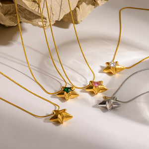Cadena de Clavícula <span class=keywords><strong>Dina</strong></span> Luxury <span class=keywords><strong>Star</strong></span> con Circonitas, Elegante, Chapada en Oro de 18K, Acero Inoxidable Antidesvanecimiento, Joyería para Mujer - Product Image 3