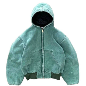 Sweat à capuche surdimensionné personnalisé avec fermeture éclair, coton délavé vintage, design imprimé logo streetwear, qualité supérieure, sweat à capuche pour homme - Product Image 1