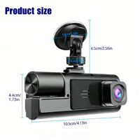 Caméra embarquée 3 canaux pour voiture avec WIFI, caméra de recul 1080P, fonction vision nocturne, batterie intégrée, prend en charge MicroSD, écran IPS 2,0 pouces