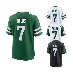 2025新款男子7贾斯汀·菲尔兹刺绣球员绿色白色上衣缝制美式足球服 - Product Image 5