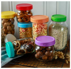 Couvercles <span class=keywords><strong>de</strong></span> bocaux en plastique à ouverture standard, design moderne, étanches, avec anneau en silicone, bouchons colorés réutilisables pour la mise en <span class=keywords><strong>conserve</strong></span> - Product Image 6