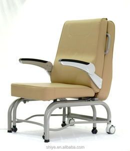 Chaise pliante en acier de style moderne portable avec roulettes pivotantes silencieuses pour usage hospitalier ou accompagnement médical - Product Image 1