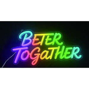 Letreros LED degradados de colores todo en uno, con la frase 'Better together', luz de decoración de pared con alimentación USB, luz ambiental regulable por aplicación, 5v - Product Image 1