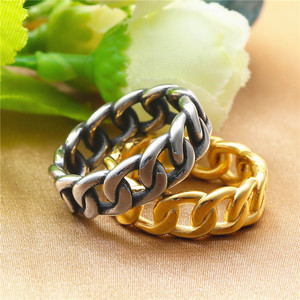 <b>Chain</b> Ring Men's Stainless Steel Hollow Retro Punk Style Gold Color Jewelry Gift - Product Image 4